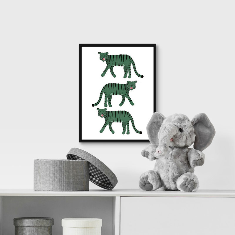 « tiger stack kids », art encadré, H 14 po x l 11 po x P 1,2 po, Cadre pour toile flottant noir