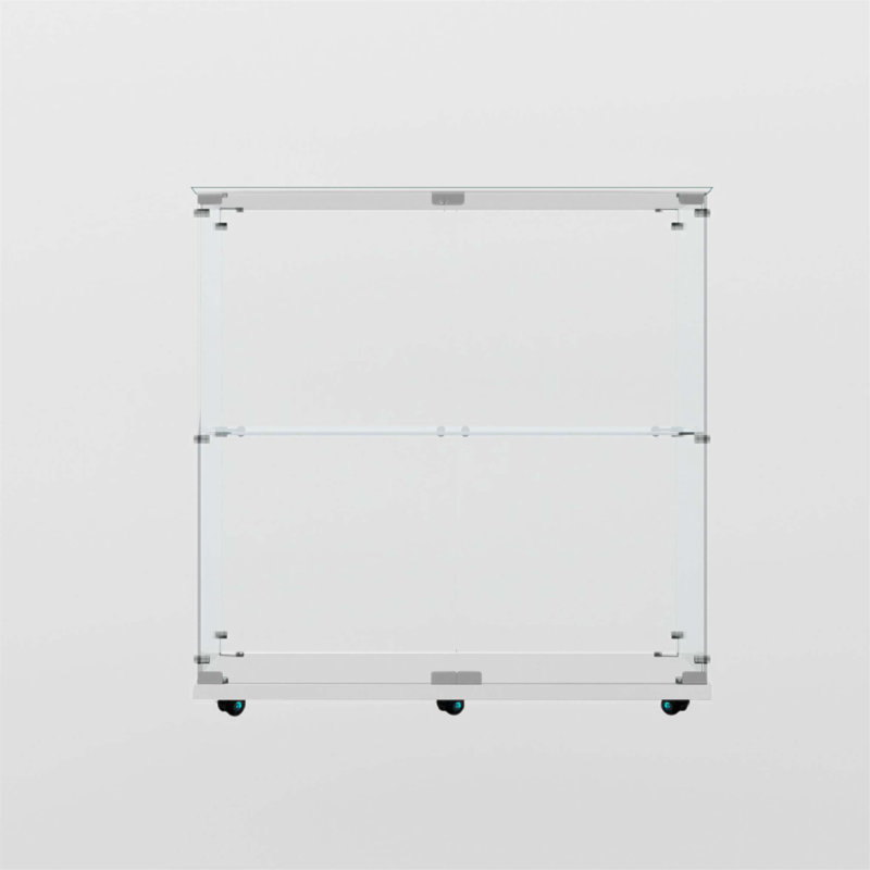 Armoire de présentation et de rangement en verre trempé avec bande lumineuse à DEL, roulettes verrouillables et conception multifonctionnelle pour une utilisation polyvalente