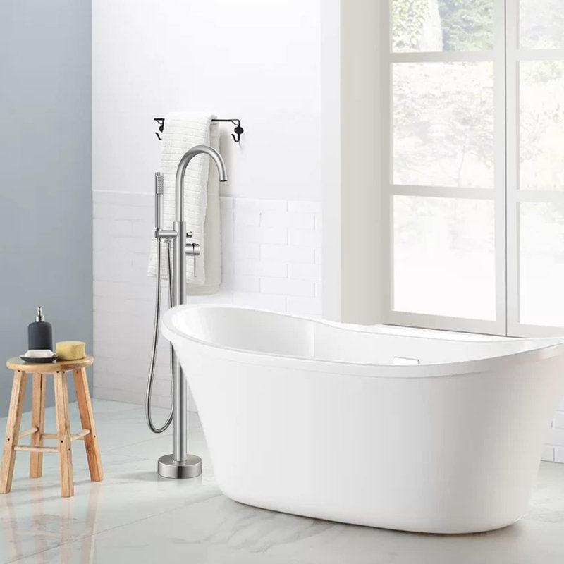 Bec de baignoire au sol avec inverseur et douchette