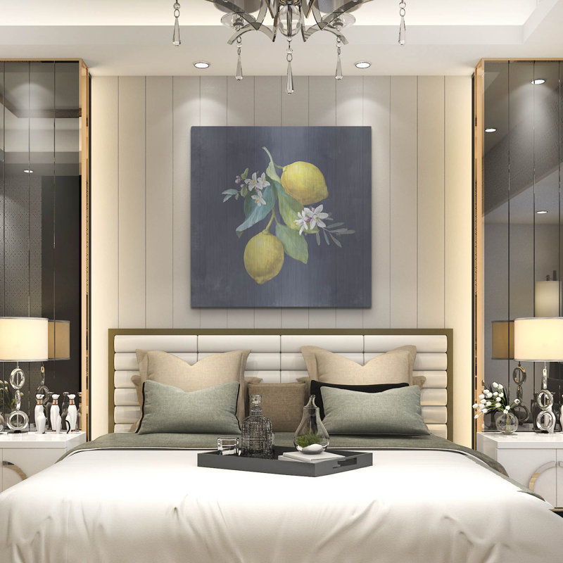 August Grove® «Lemon Branches 2» par Danhui Nai, art mural en métal, H 36 po x l 36 po