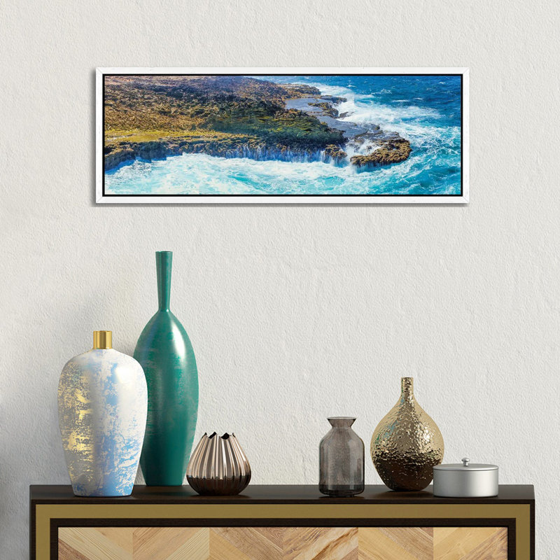 Awash 1 Piece Panoramic Wall Art on Canvas, 30.48 cm H x 91.44 cm W, White Floater Frame