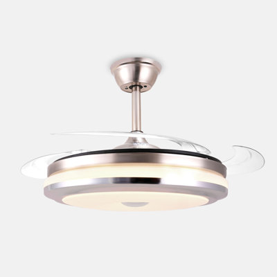 Ventilateurs de plafond avec lumières et télécommande, ventilateurs de plafond sans lame de 47 pouces avec éclairage à DEL, ventilateur de plafond moderne et intelligent, couleur réglable en continu, gradation, minuterie - nickel brossé