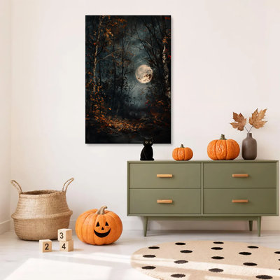 1pc, reproduction d'art sur toile encadrée, gothique, forêt enchantée, sombre, univers, lune céleste, art, impression sur toile, peinture pour salon, chambre, bureau, salle de bain, dortoir, prêt à accrocher