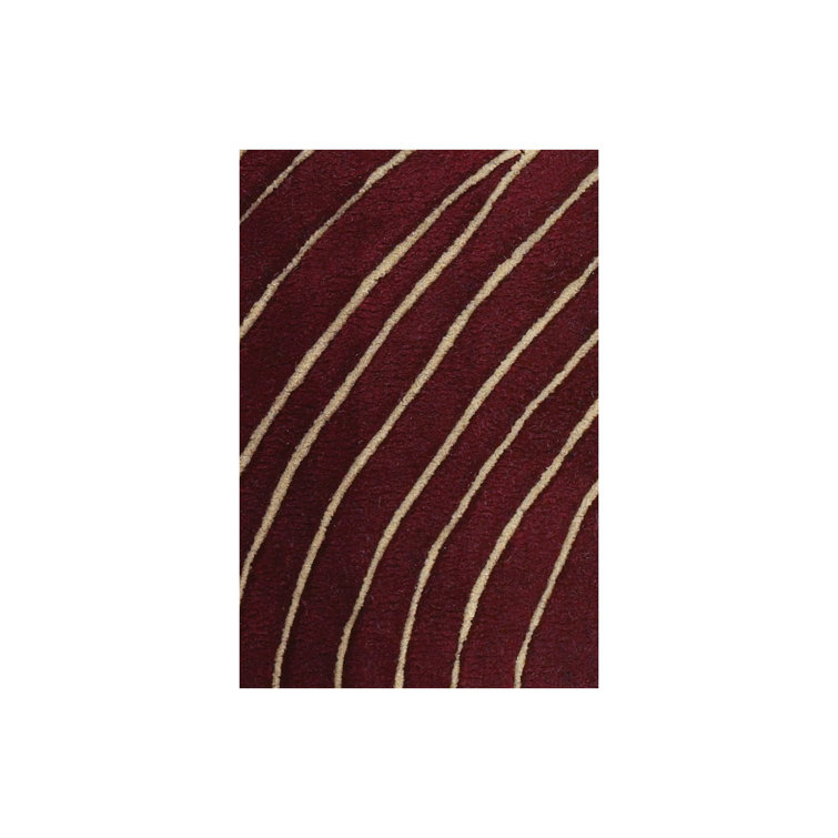 Samford Authentic Hand-Tufted Handmade Red & Ivory Modern Contemporary Organic Woodgrain Wool Area Rug