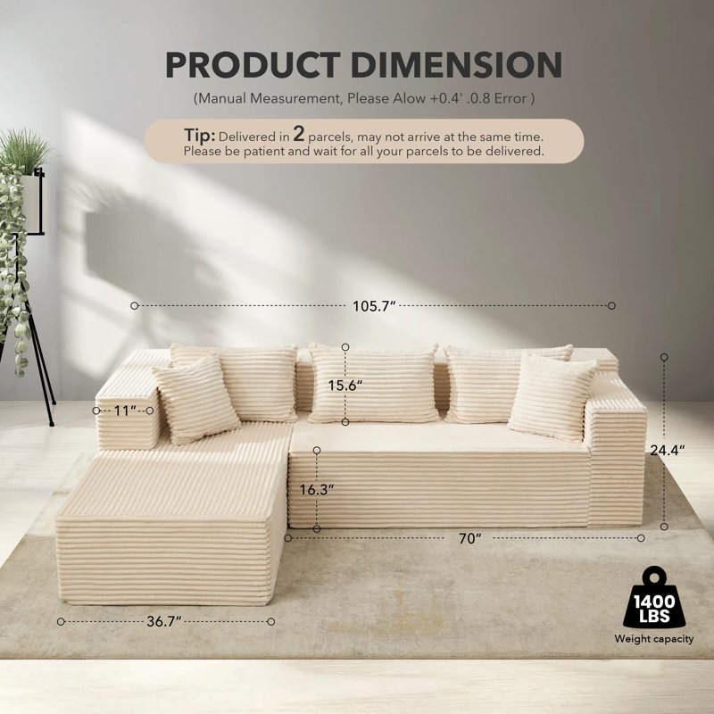 Sofa, Foam, Beige Polyurethane