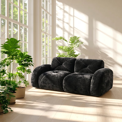 Aurelia 37.4" W x 40.16" D x 29.92" H Tufted Velvet 2-Seater Modular Sofa