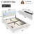 Floating Queen Bed Frame With LED Light, Upholstered PU Leather Platform Queen Bed With Charging Station & Wingback, Diamond Tufted Storage Headboard & Footboard, No Box Spring Needed-178682381-178682379