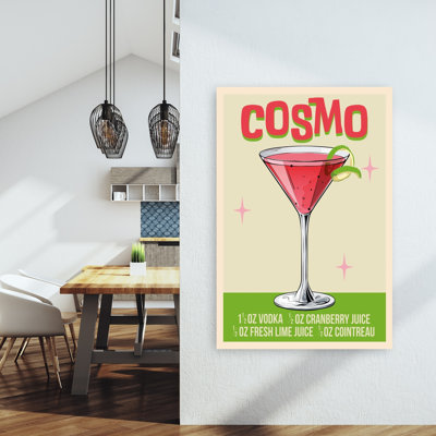 Retro Pink Cosmo Cocktail Classic Abstract Contemporary Rose Flower Landscape Wall Art Print by WallChart Art Studio - Print