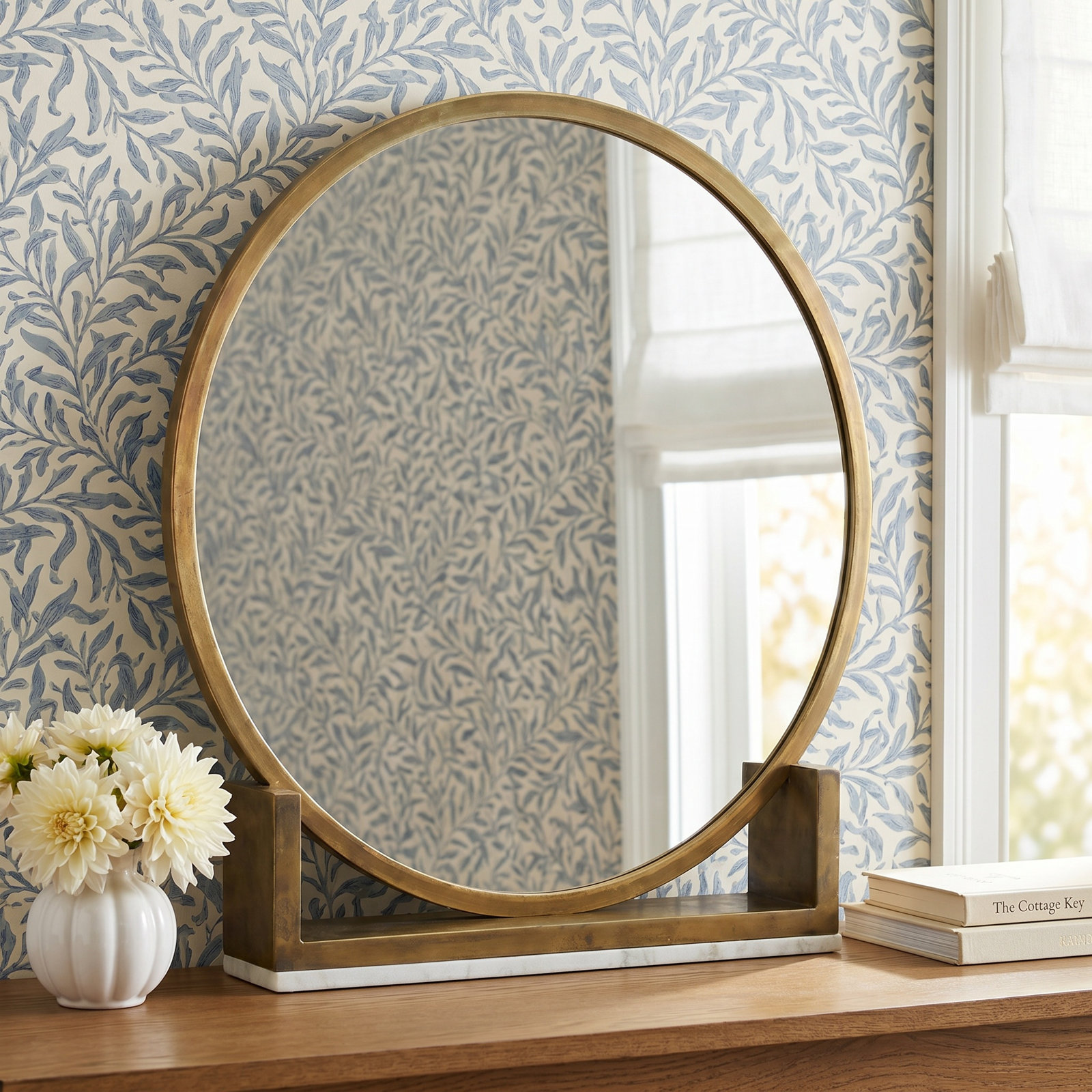 24" Full-Length Mirror, Antique Brass