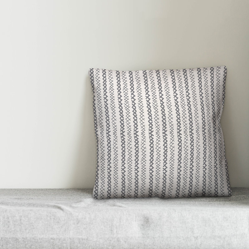 Geometric Throw Pillow, 18" x 18", White/Gray Striped 2