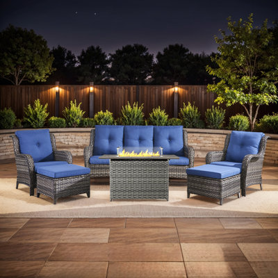Carolina 6 - Pieces Sofa Seating Group With Fire Pit And Cushions