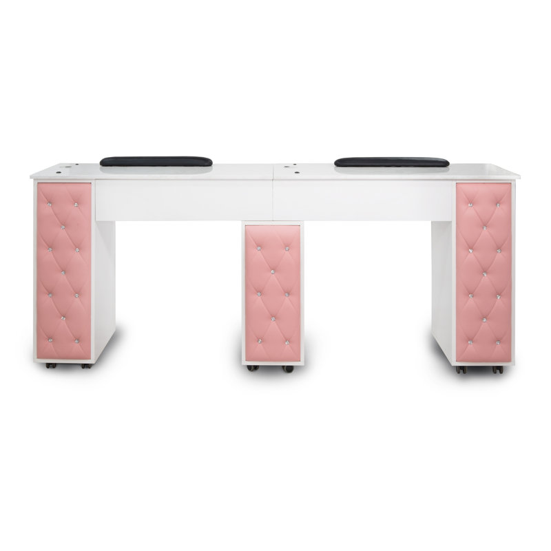 Organisateur de maquillage en bois, Blanc / rose