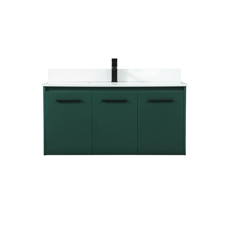 Penn 40'' Single Bathroom Vanity with Engineered Marble Top, Green