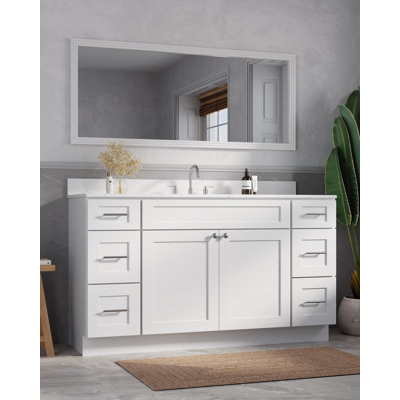 61'' Single Bathroom Vanity with Carrara Quartz Top