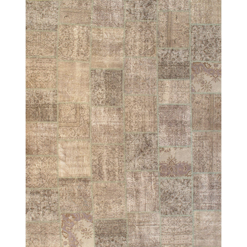 Turkish Wool Geometric Area Rug in Gray