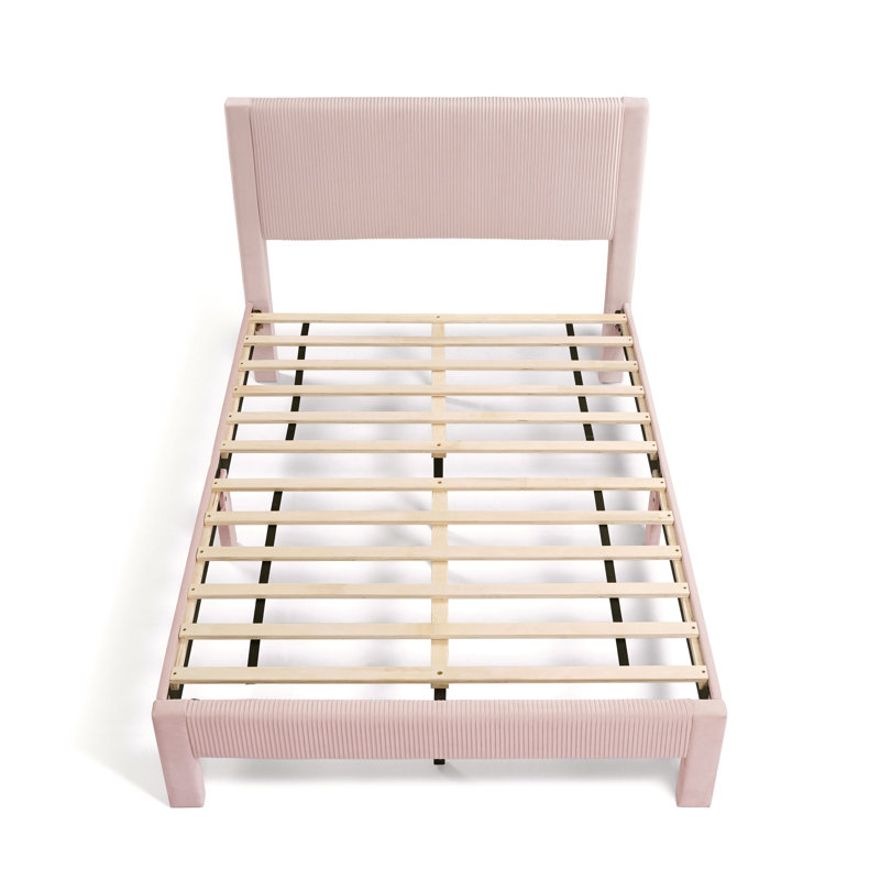 Upholstered Unfinished Platform Bed, Full, Pink