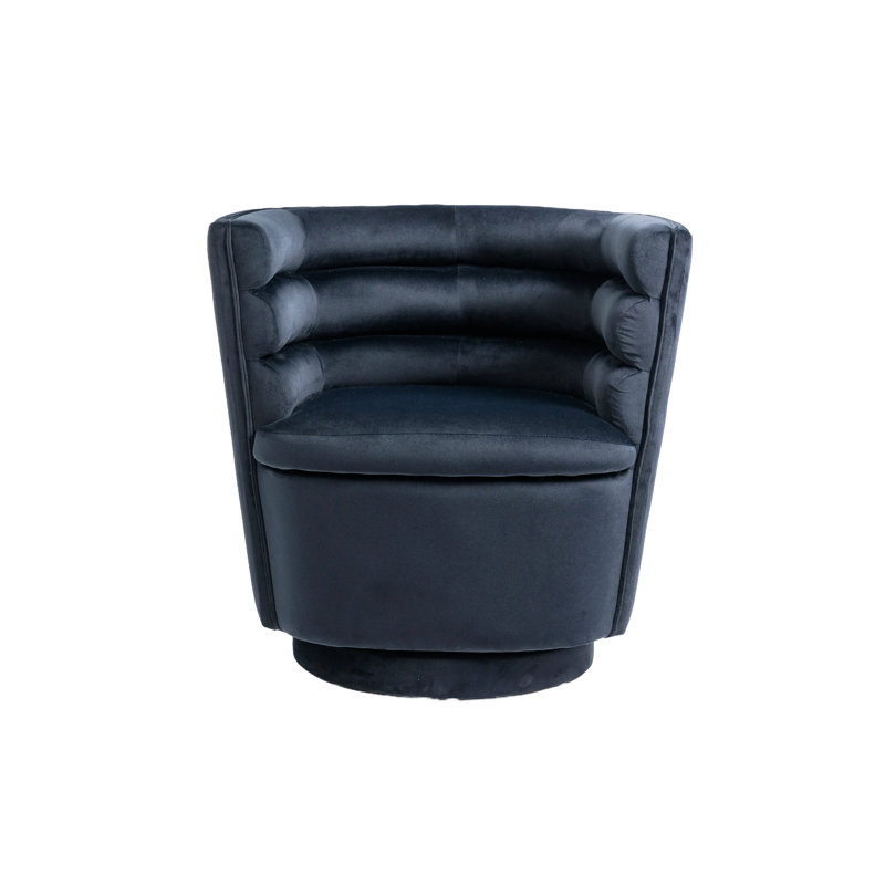 Lasharn Upholstered Swivel Side Chair with Ottoman, Black Velvet