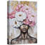 Élégance «Pivoines roses et blanches couronne, portrait féminin, images de chambre de jeune fille afro-américaine, impression sur toile encadrée, impression sur toile»-107907692-107907694