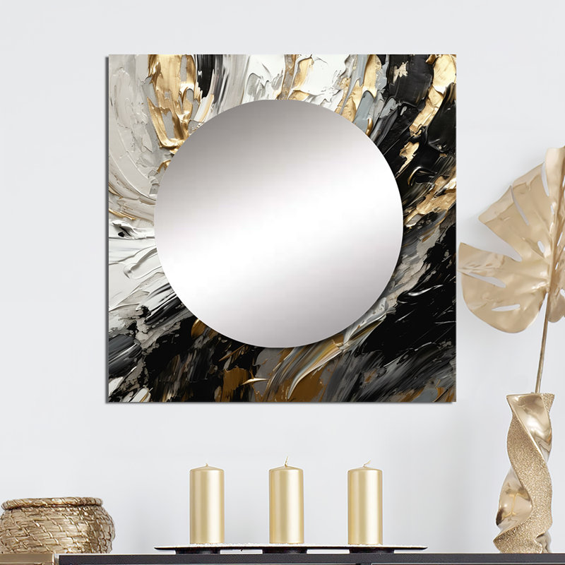 Elmije - Miroir abstrait mural pour salle de bain, 23 po x 23 po