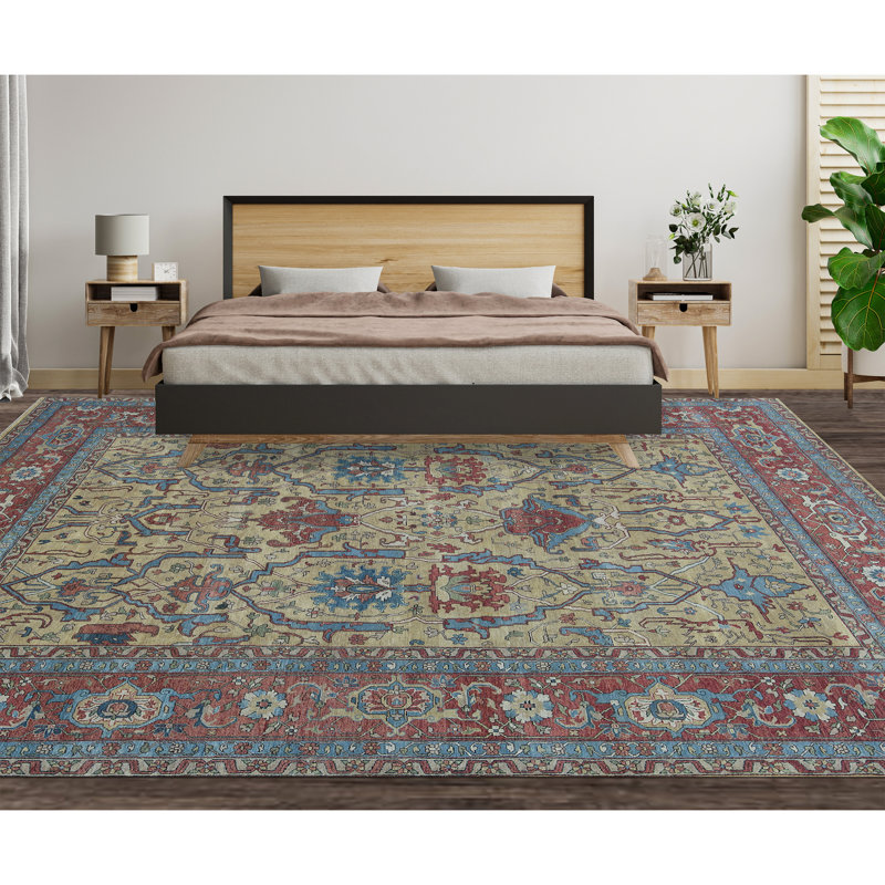 Wool Oriental Area Rug in Gold/Rust, Rectangle 8'10" x 11'9"