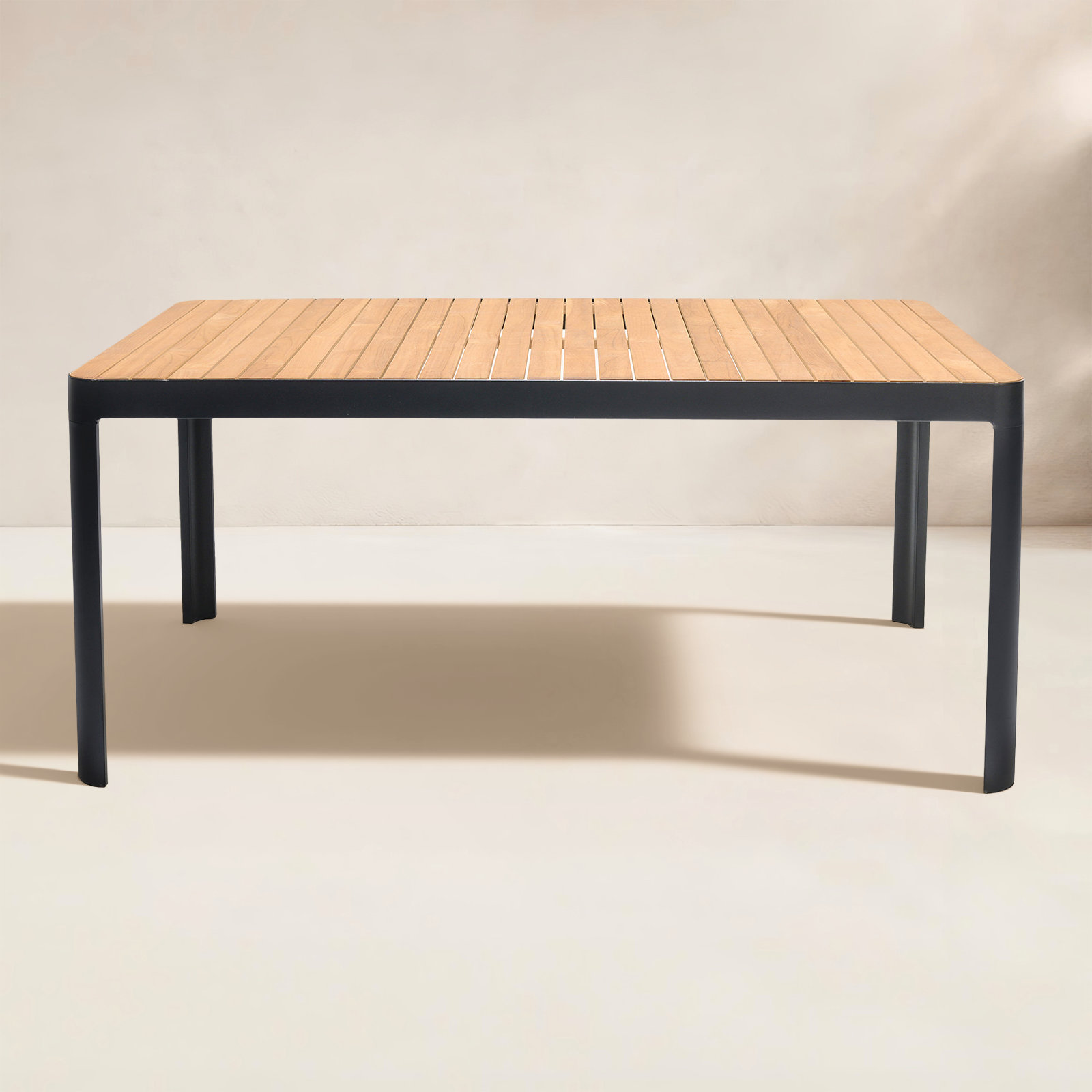 Brix 83" Teak Patio Dining Table, Black