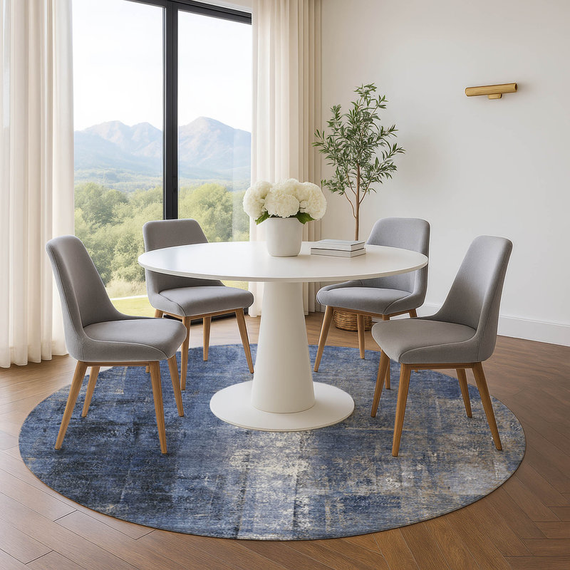 Premium Machine Washable Mouton AMF1980 Abstract Rug, Round 8'