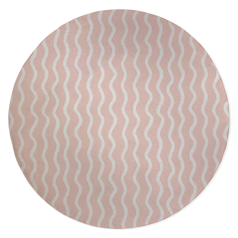 Wiggle Row Non-Slip Outdoor Rug, Round 5'