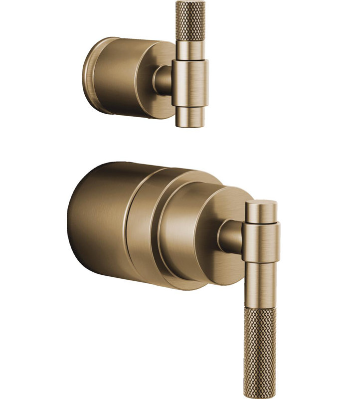 Litze® Rook Shower Integrated Valve with Handles, Luxe Gold, T-Lever