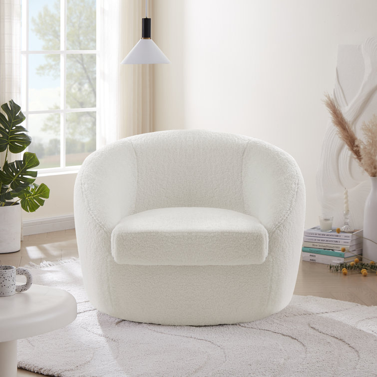 Loubna 33 inches Wide Polyester Swivel Barrel Chair