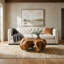 Table basse ronde en bois brun