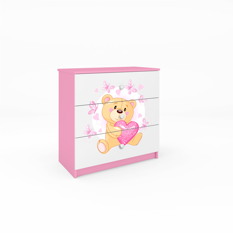 Cicero Kids 3 - Drawer Chest, Pink/White
