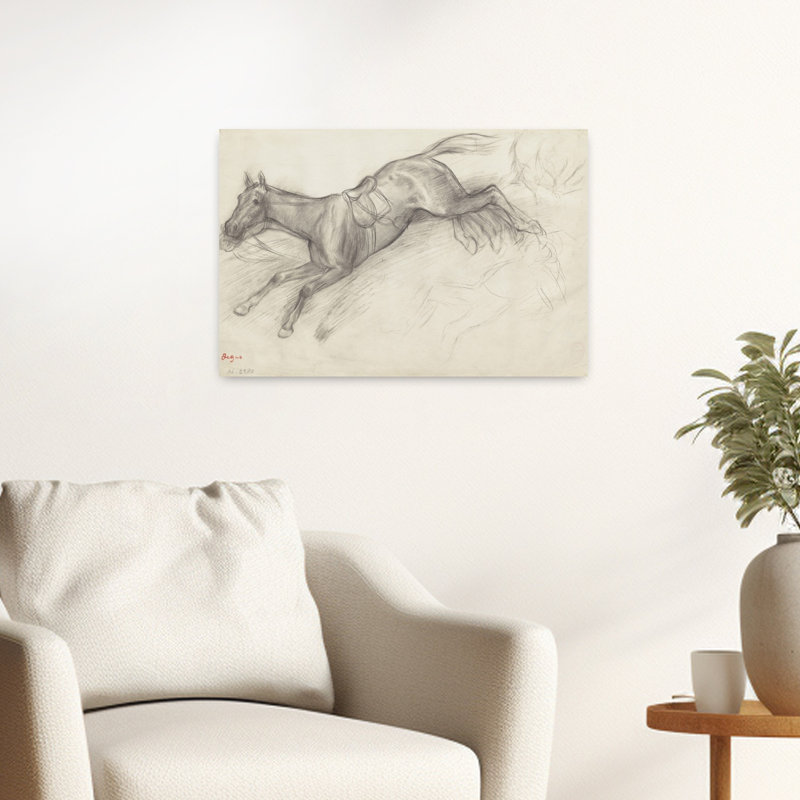 Study For Scene From The Steeplechase: The Fallen Jockey, 1866 Abstract Contemporary Horse Animal Wall Art Print by Edgar Degas - 1 Piece Wrapped Canvas Wall Art