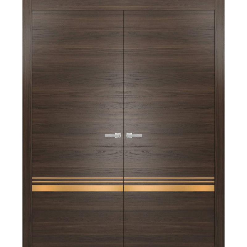 Portes françaises en bois manufacturé 2010, Frêne chocolat, 64 po x 96 po