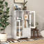 Armoire peinte en panneau de fibres à densité moyenne avec portes et tiroir en verre, espace de rangement ouvert, blanc, chambre à coucher, salon