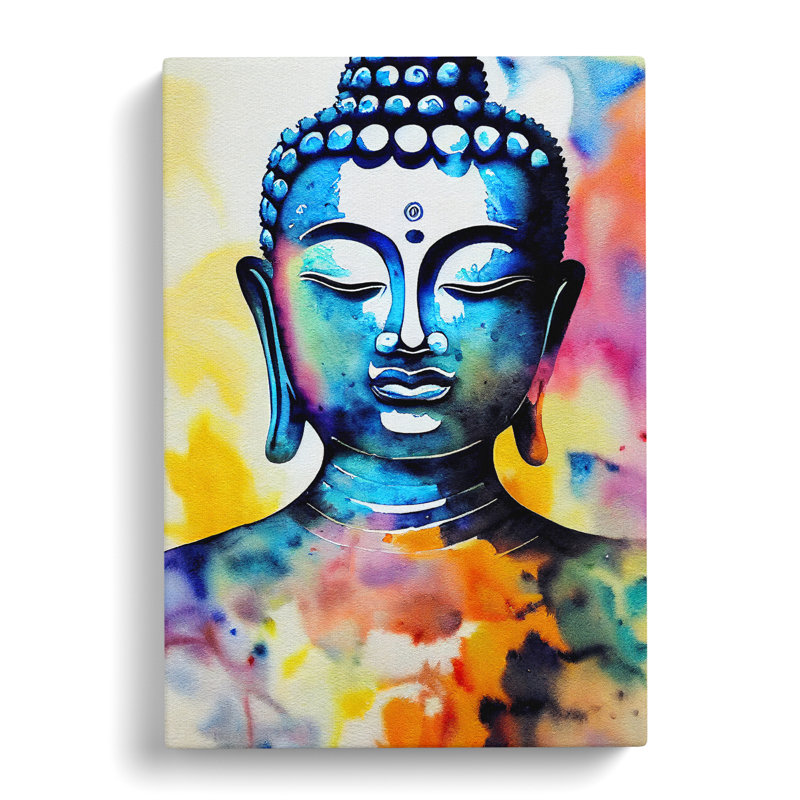 Buddha In Watercolour - Wrapped Canvas, 60cm H x 40cm W x 3cm D