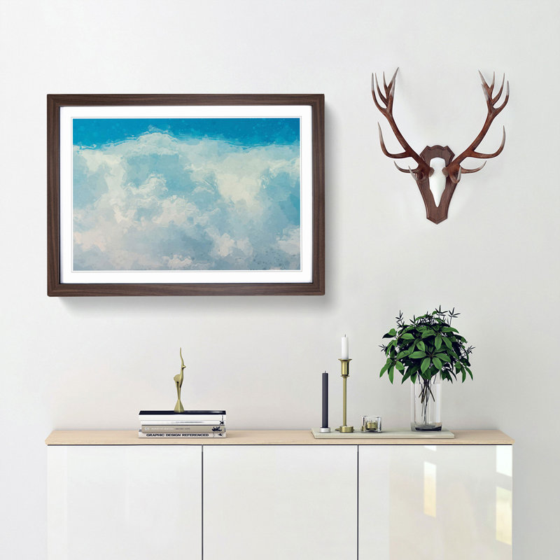 The Crisp Clouds in Abstract - Picture Frame Graphic Art Print, 27cm H x 36cm W x 2cm D, Walnut Framed