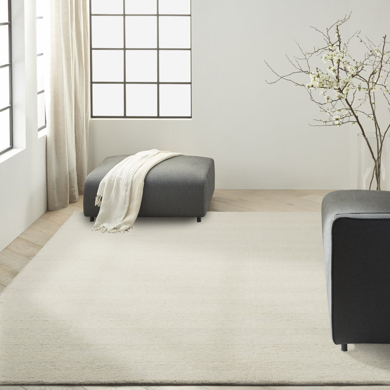 Tapis ivoire Calun Klein CK043 Spun, Rectangle 5 pi 3 po x 7 pi 3 po, Ivoire ivoire