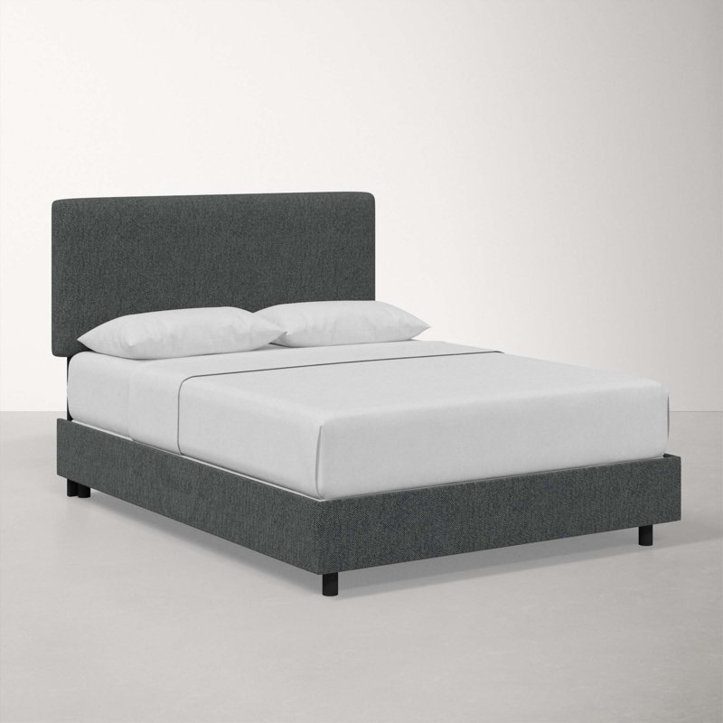 Lit tapissier Atoll, Tweed Sustain bleu marine Milsap, Grand
