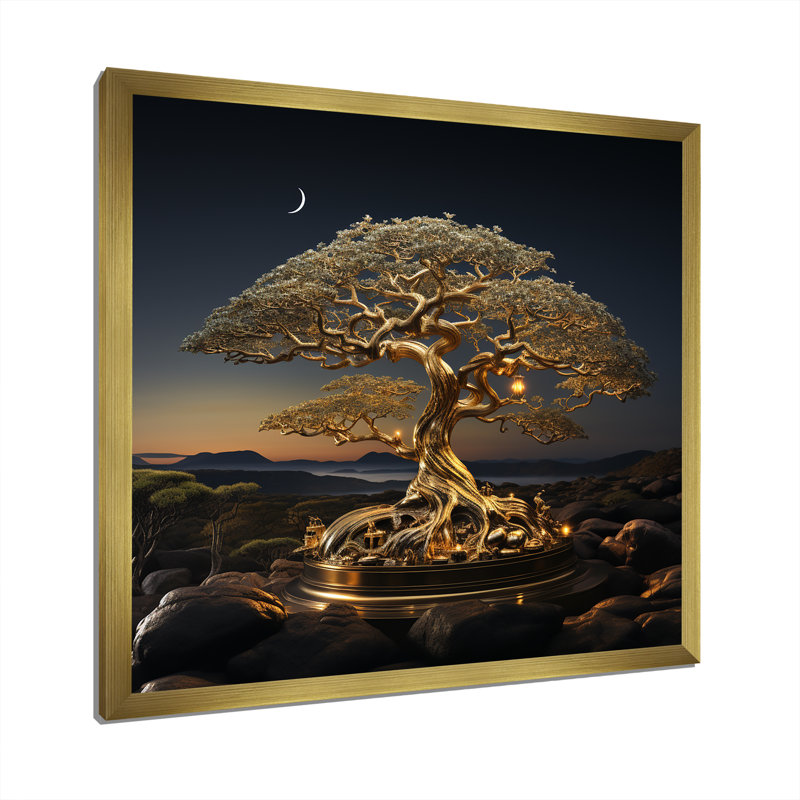 Bonsai force sur une impression sur toile, Cadre doré simple, H 24 po x l 24 po x P 1 po