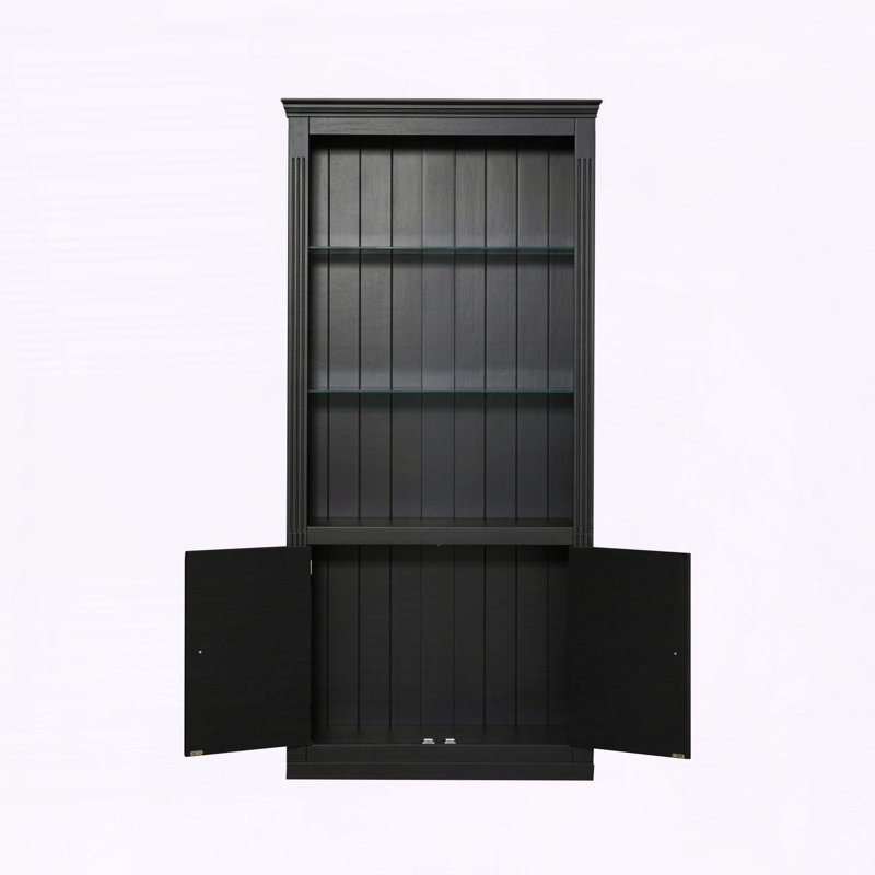 Display Shelf with 5-Colors Dimmable Ceiling Light, Black