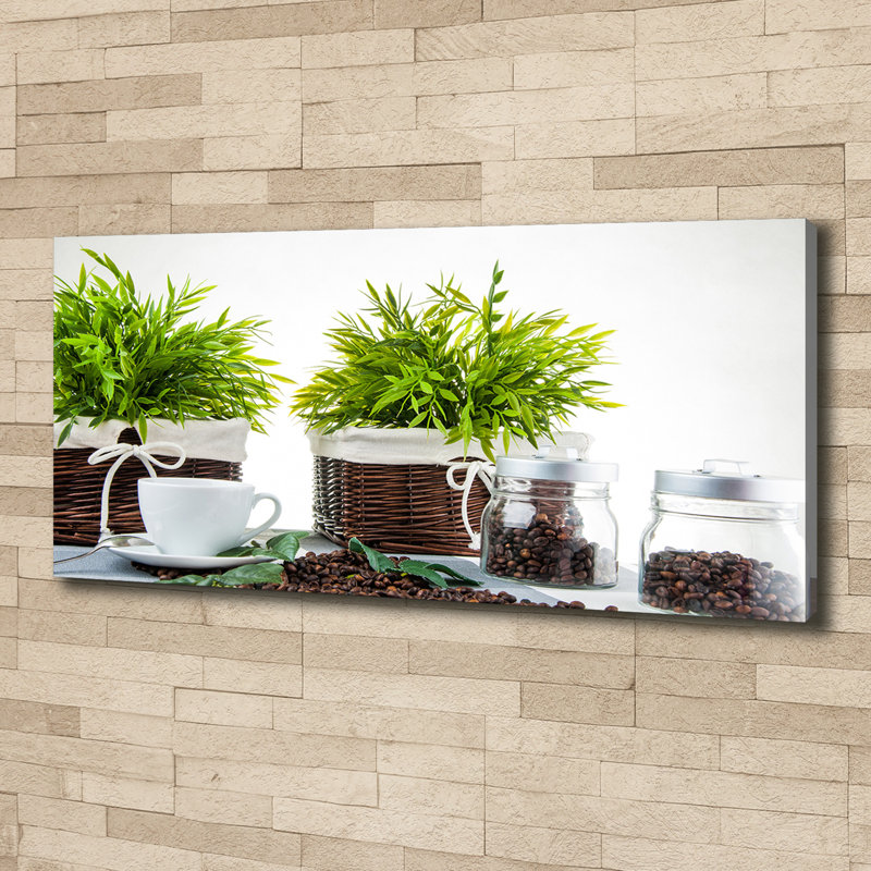Home And Coffee Theme - No Frame Print on Glass, Canvas, 50cm H x 125cm W x 2cm D
