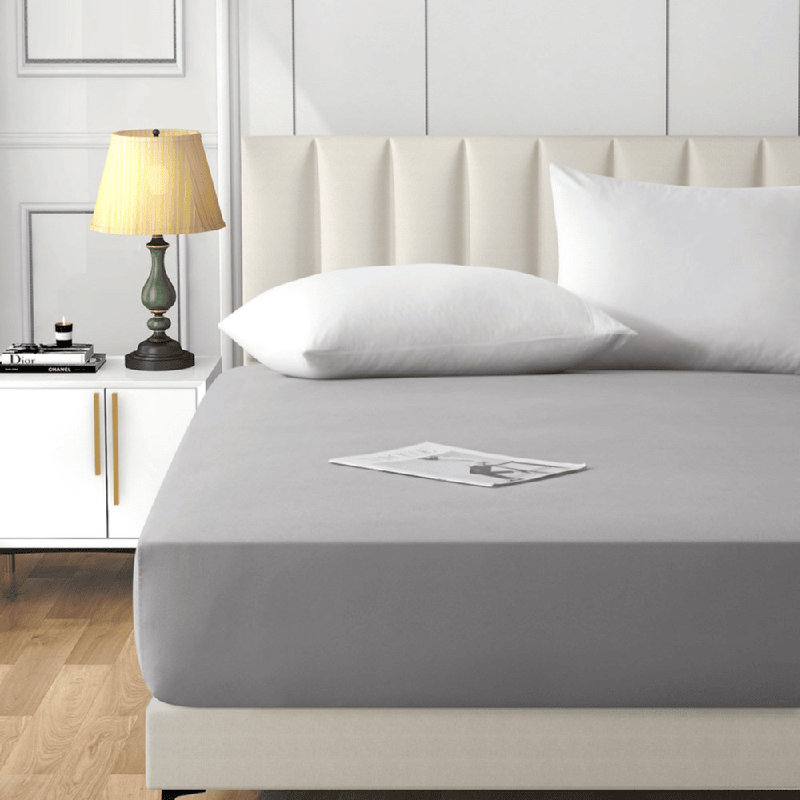 Angeliza Microfiber Standard Fitted Sheet, Grey, Double (4'6)