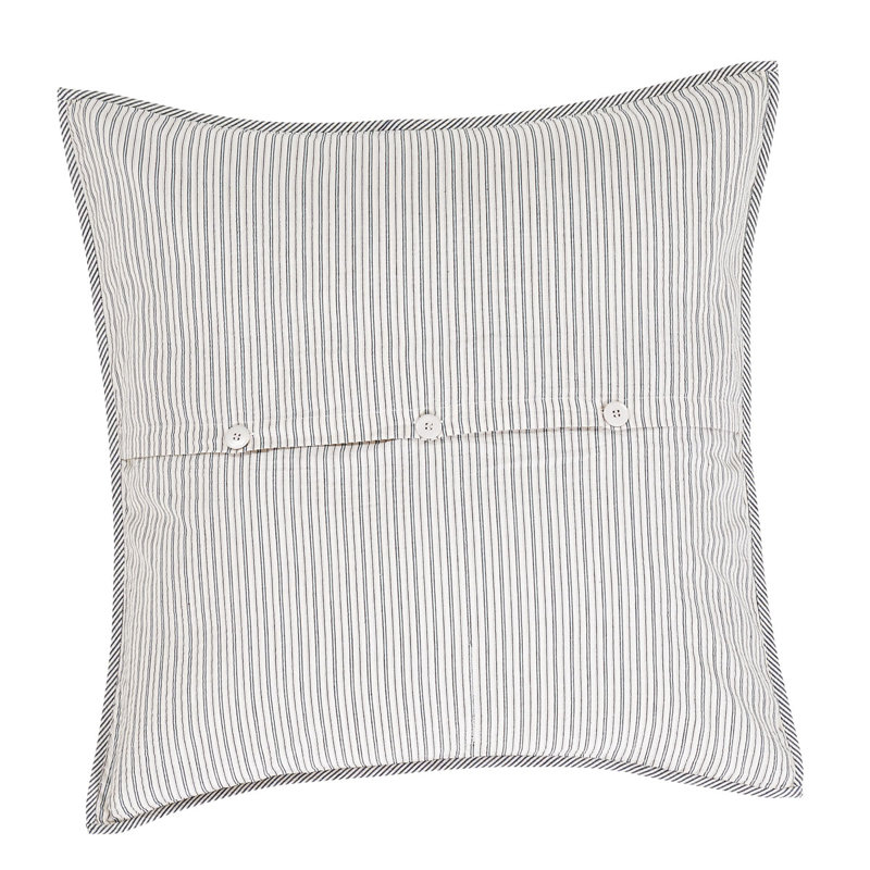 Ashmont Charcoal and Antique White Cotton Euro Sham