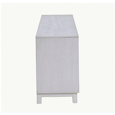 Sestriere 70"W White Walnut Finish TV Stand Console with Fireplace and Heater