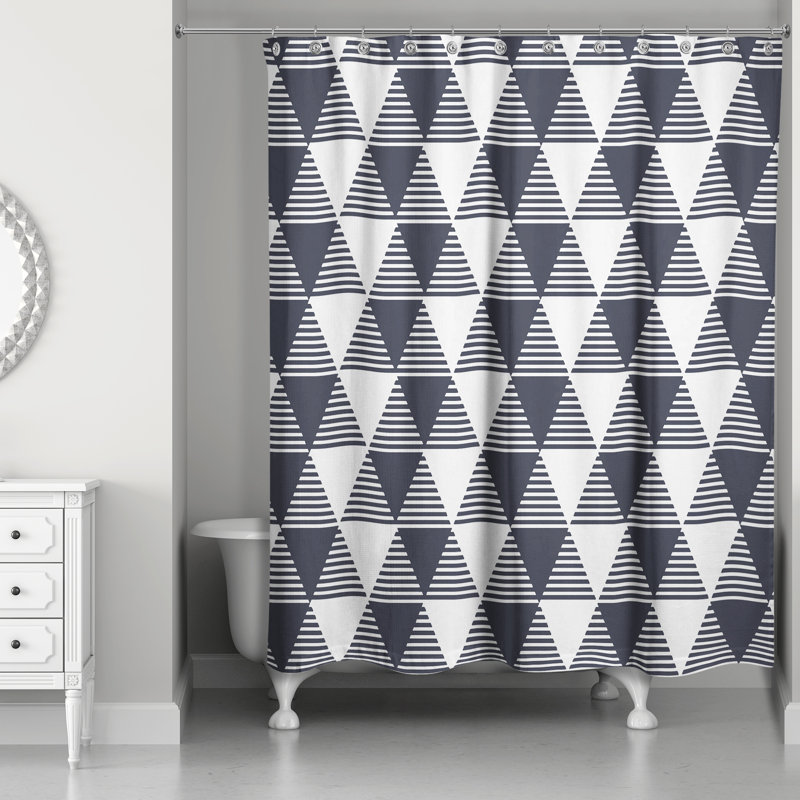 Rideau de douche Sage Triangles, Bleu marine