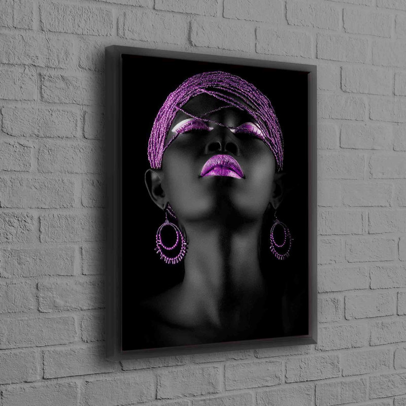 Stunning African Woman Artistic Poster On Canvas For Trendy And Modern Home Wall Decor, Black Floater Framed