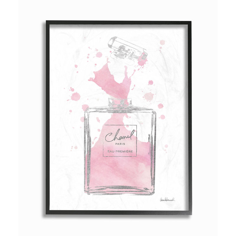 «Fashion Designer Pink Silver Perfume», impression, H 20 po x l 16 po, Cadre noir