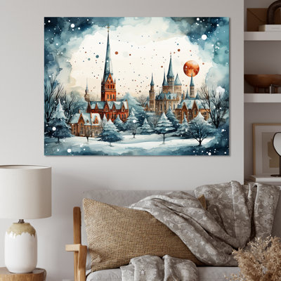 «Christmas Village In Winter II - Winter Landscape», art mural