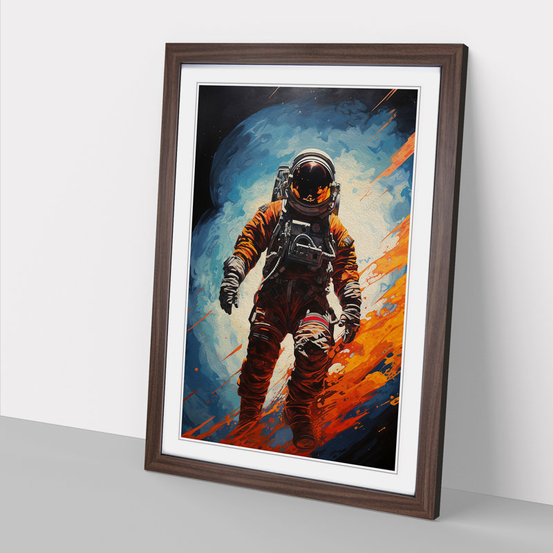 Single Picture Frame Print on Wood, 46cm H x 34cm W, Walnut Framed