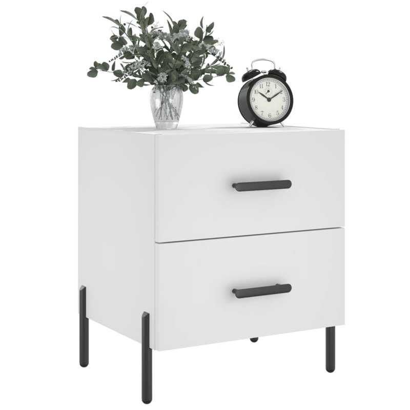 40cm W Iron Bedside Table, Smoked Oak, Individual
